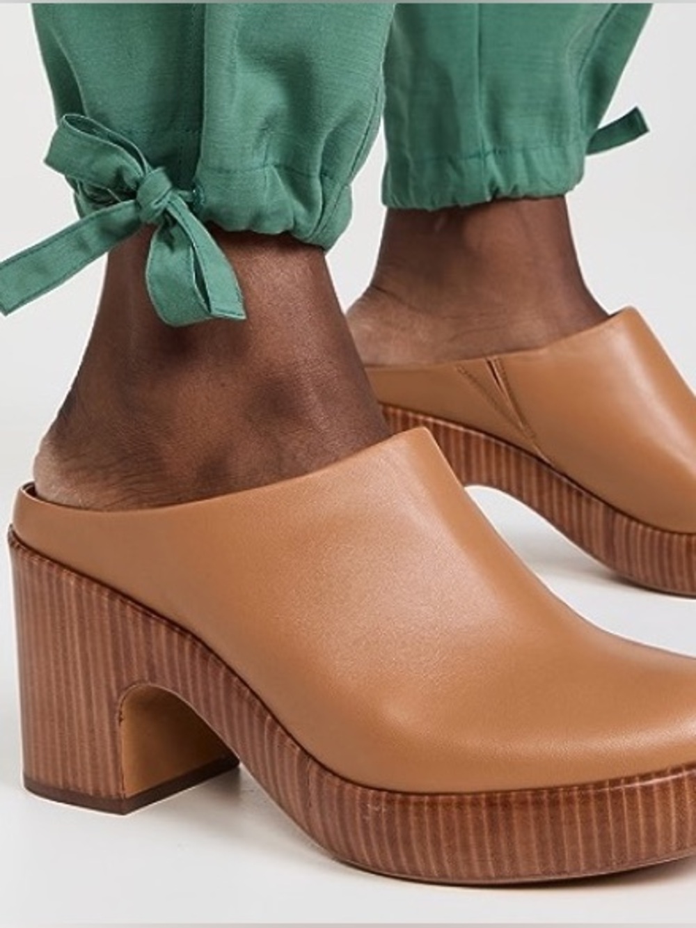 Vince 8 Leather Mule Chunky Platform Heel Comfy Boho Retro Designer 70s